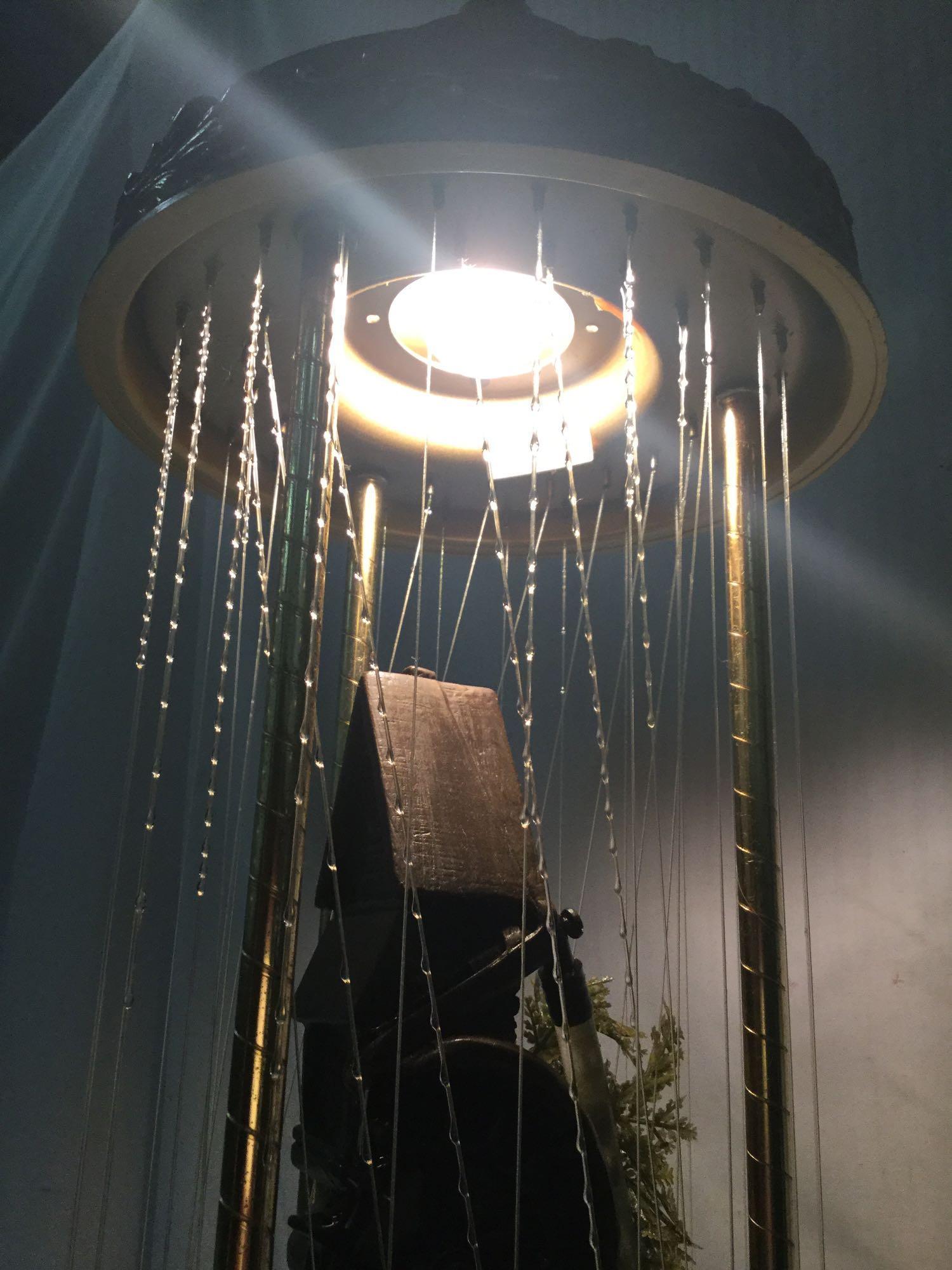 Electric cascading water fountain w/ cliff top mill, model flora, and waterwheel - working!
