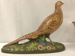 12 pc lot of bird figures incl. duck lamp, goose serving tray and other bird design collectibles