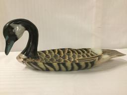 12 pc lot of bird figures incl. duck lamp, goose serving tray and other bird design collectibles