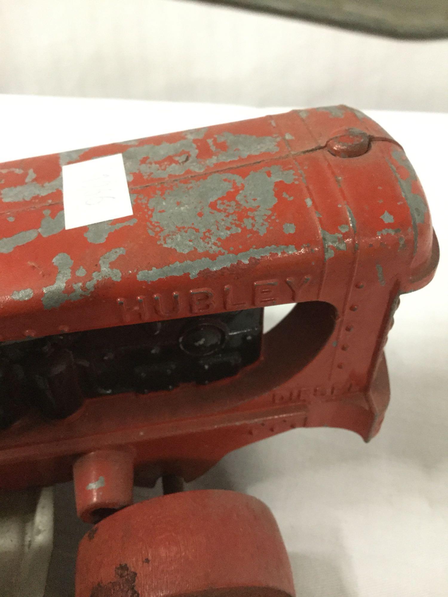 2 Hubley toy bulldozers incl. 1 yellow Hubley Diesel Toy bulldozer & 1 red Hubley toy bulldozer