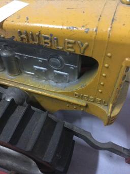 2 Hubley toy bulldozers incl. 1 yellow Hubley Diesel Toy bulldozer & 1 red Hubley toy bulldozer