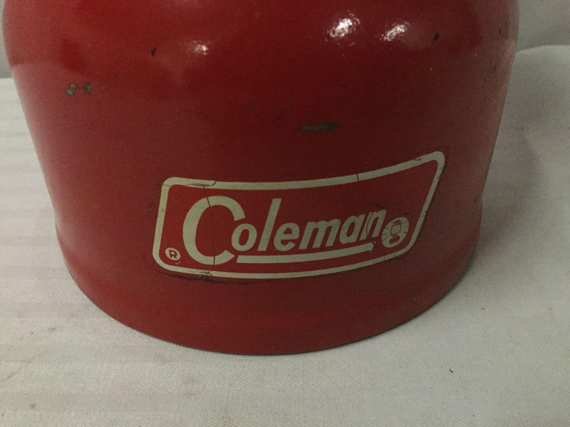 1960s red Coleman oil lamp with Pyrex glass and model number 200A - rare model!