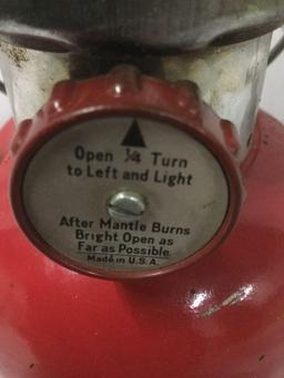 1960s red Coleman oil lamp with Pyrex glass and model number 200A - rare model!