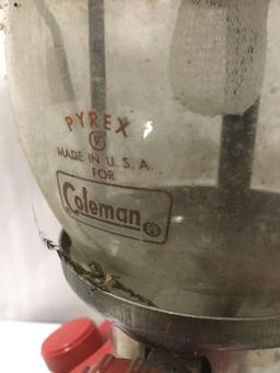 1960s red Coleman oil lamp with Pyrex glass and model number 200A - rare model!