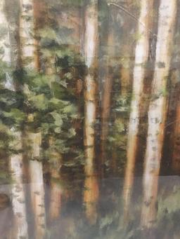 Framed fine art print - "Aspen Beauty II" showing a forest scene signed by artist Scott Lee