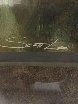 Framed fine art print - "Aspen Beauty II" showing a forest scene signed by artist Scott Lee