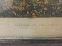Framed Victorian era print "Children in the Wood" from artist C. Lucy - printed by Leighton Bros