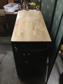 Husky rolling tool chest with wood top & misc tools inside - see pics