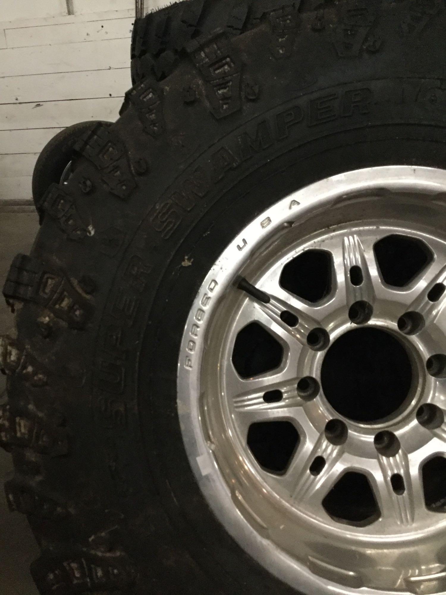 Set of 4 Irok Suler Swamper 36x13.5OR17LT tires with 18.5 inch Weld Racing rims - Nice!