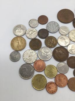 68 foreign coins ranging from 1938 to 2016 incl. 7 40% silver 10 & 25 ore Swedish coins + more