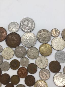 68 foreign coins ranging from 1938 to 2016 incl. 7 40% silver 10 & 25 ore Swedish coins + more