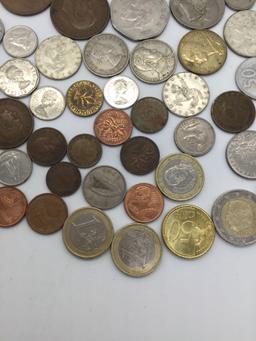 68 foreign coins ranging from 1938 to 2016 incl. 7 40% silver 10 & 25 ore Swedish coins + more