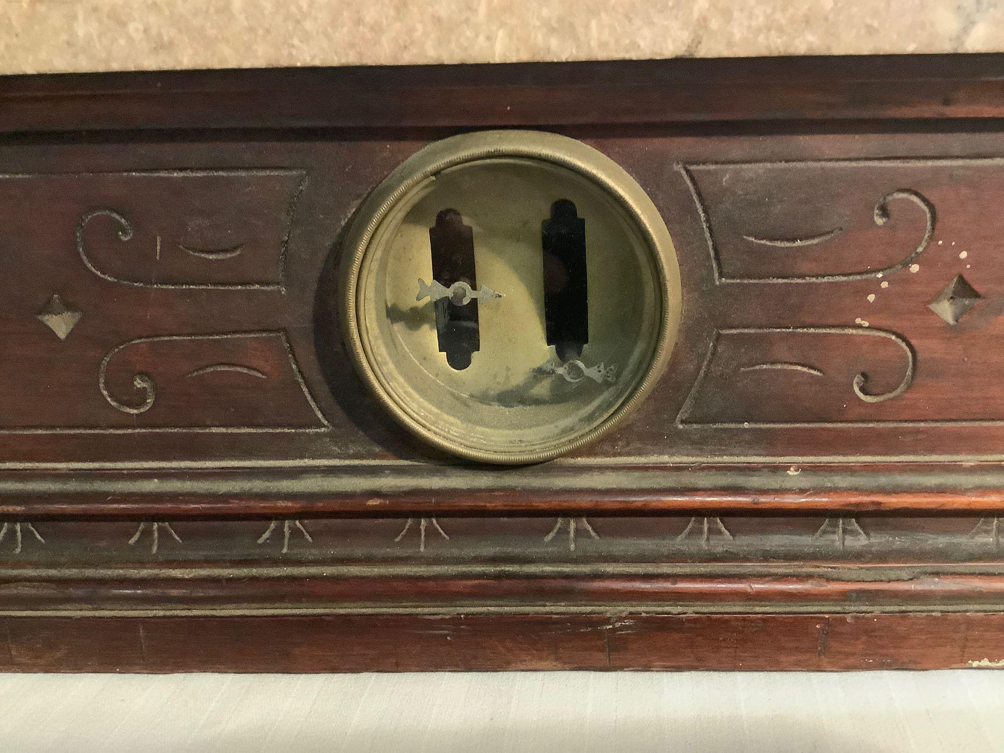 Mid Century mahogany and marble balancing scale with metal tray holders circa 1940 - no bowls