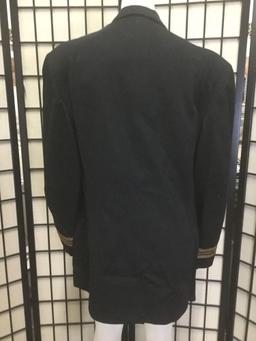 Black U.S. Navy uniform top/jacket, approx. 21x29 inches.