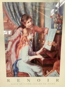 Framed Renoir print - Girls At Piano, approx. 26 x 32 inches.