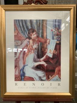 Framed Renoir print - Girls At Piano, approx. 26 x 32 inches.