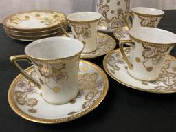 Antique Nagoya Shofu Nippon Chocolate Set, cups, saucers, plates, and chocolate pot