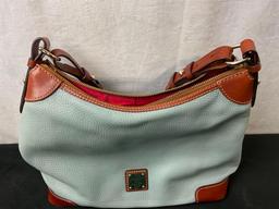 Dooney & Bourke Genuine Leather Purse, Light Blue tinted Leather, w/ Red Lining