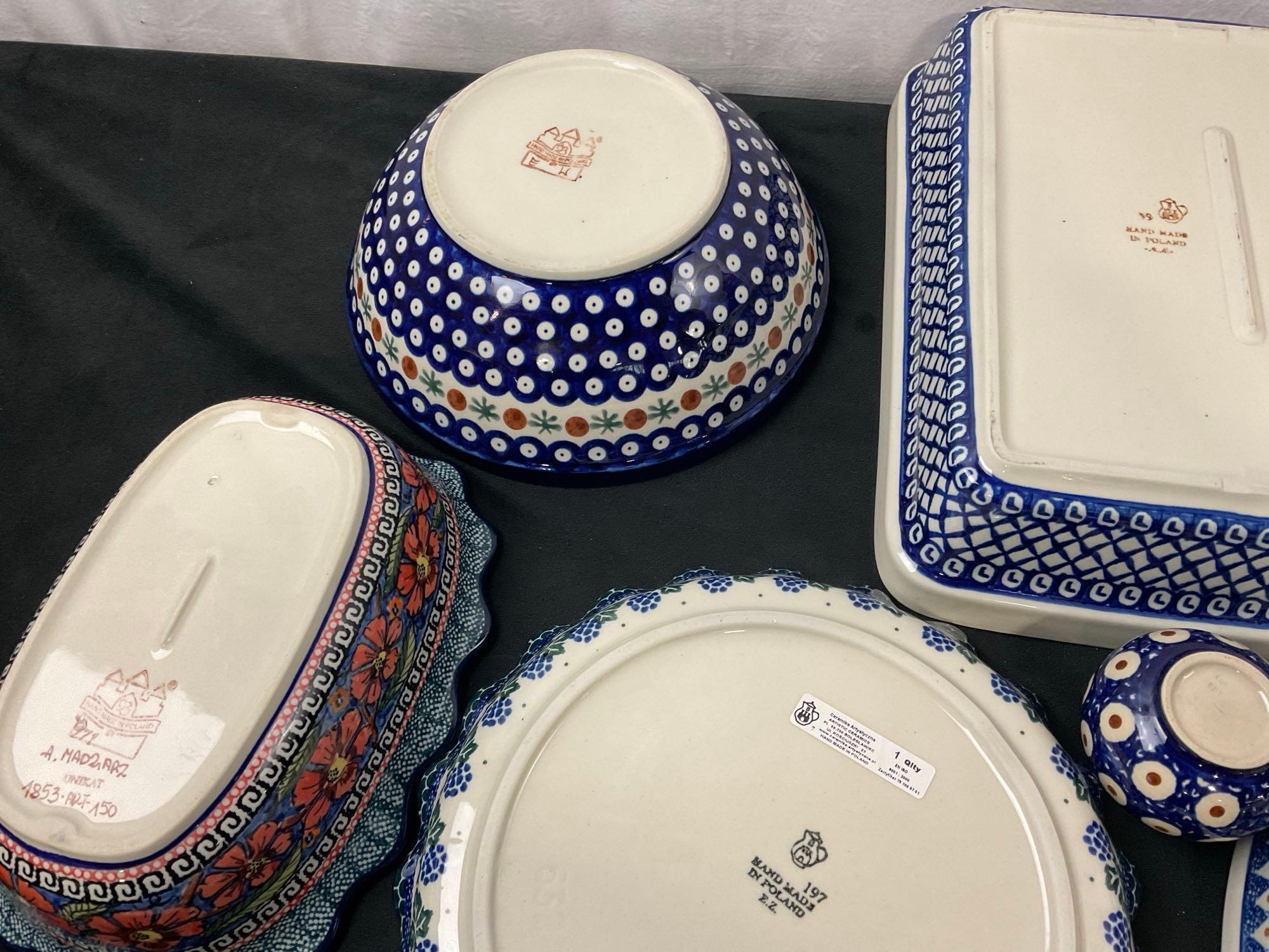Lovely Vintage Polish Handpainted Glazed Porcelain Plates w/ a variety of patterns, 10 pcs