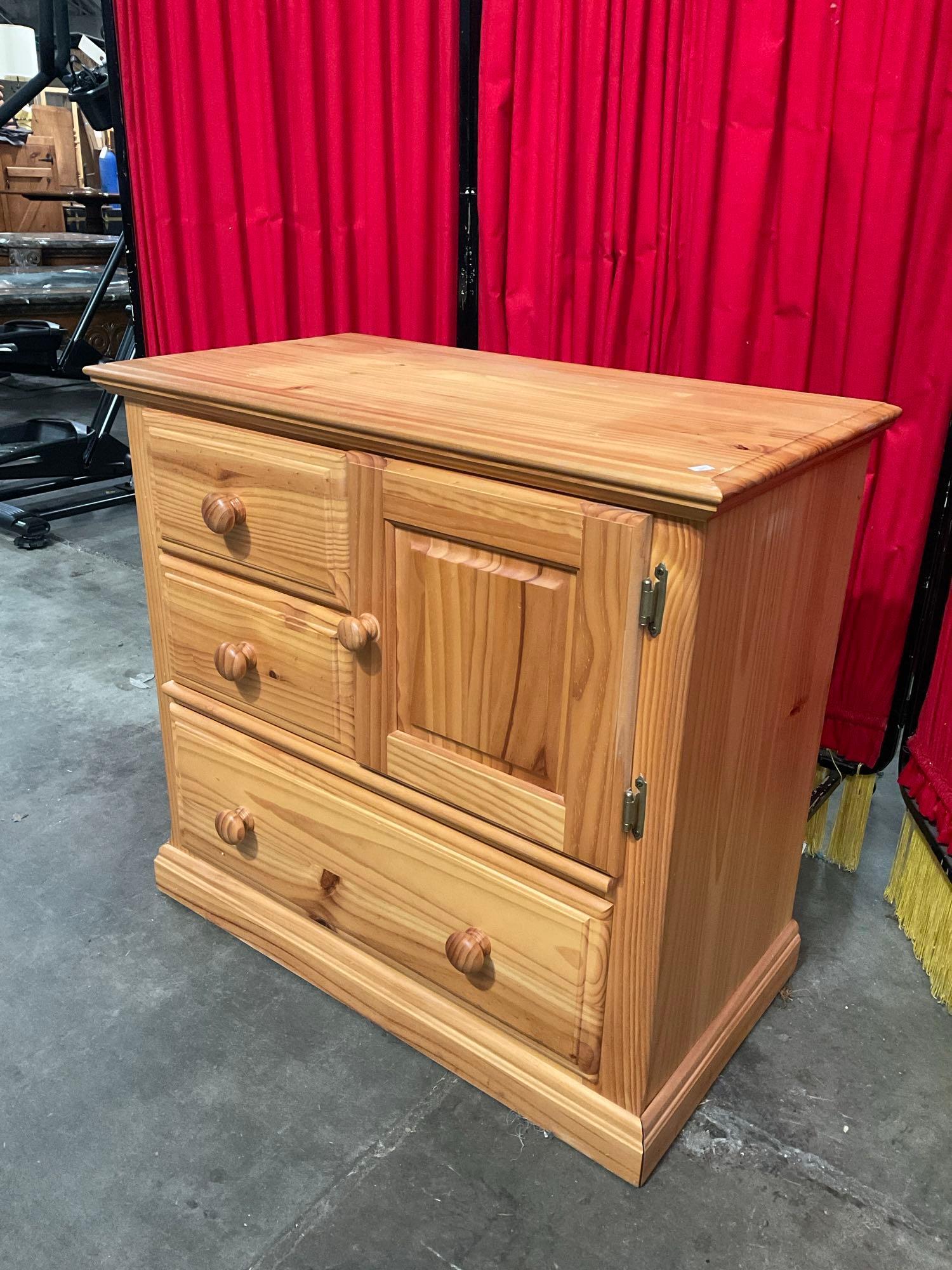 Contemporary Maywood Furniture Co. Wooden Side Cabinet w/ 3 Drawers & 1 Cupboard. See pics.