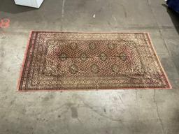 Hand Knotted Pale Red Persian Rug w/ Floral Patterns, 9.5 x 5 foot