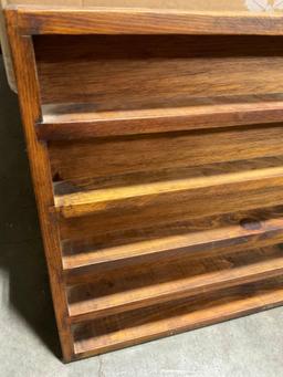 Vintage Wood Wall Shelving Rack / Display Cabinet - See pics