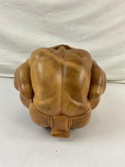 Vintage Japanese Mid-Century Hand Carved Seated Sumo Wrestler Figural Statuette. See pics.