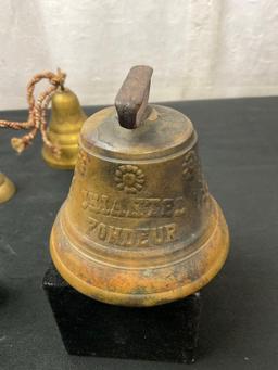 Antique Saignelegier 1878 Brass Cow Bell & Hand Engraved Indian Brass Bells