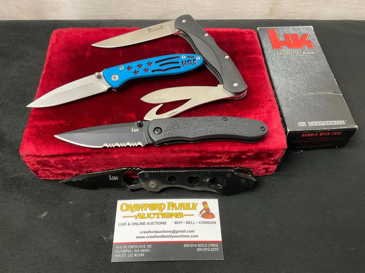 Group of 4 Knives, 2x H&K Knives, 2x NRA Knives