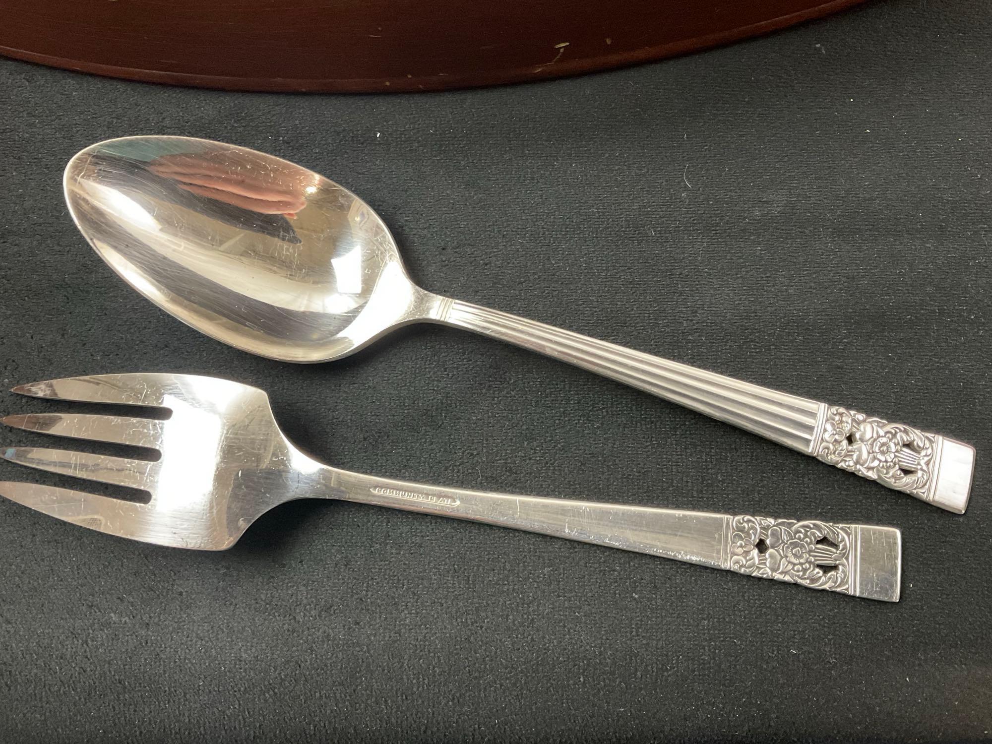 Community Plate Silver plated Flatware w/ Case, approx 60 pcs & 2 Sterling Silver pcs, ~30 grams