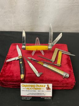 6x Assorted Pocket Knives, Antique Henry Sears Co, Marked Stainless Pakistan, few unmarked pieces