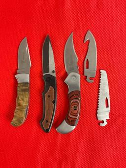 3 pcs Elk Ridge 440 Steel Folding Blade Lock Back Pocket Knives Models 55, 83 & 138. NIB. See pics.