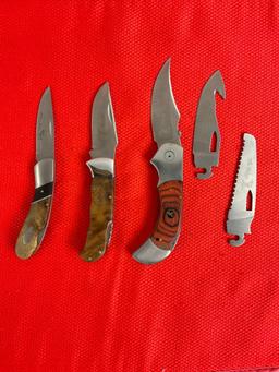 3 pcs Elk Ridge 440 Steel Folding Blade Lock Back Pocket Knives Models 55, 72D & 138. NIB. See pi...