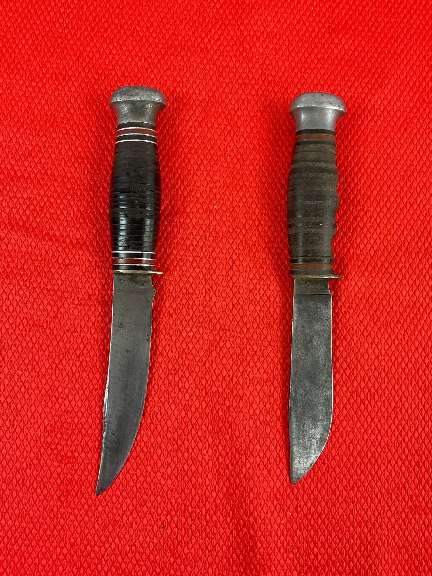 2 pcs Vintage Remington DuPont Collectible Fixed Blade Knives Models RH51 & RH71 w/ Sheaths. See