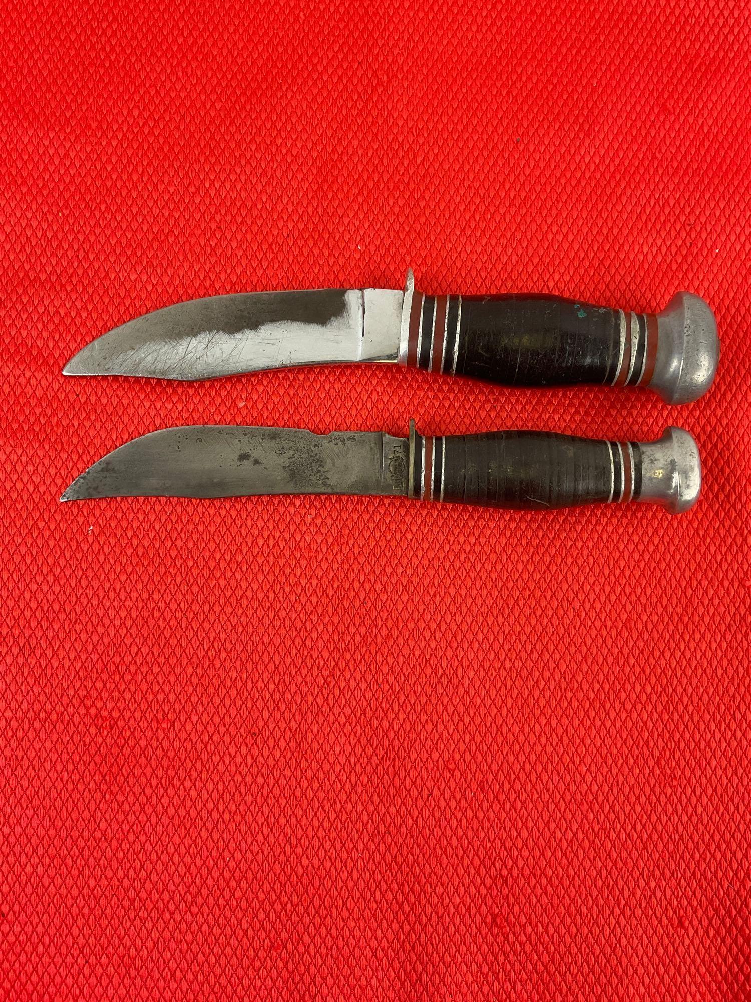 2 pcs Vintage Remington Collectible Steel Fixed Blade Hunting Knives Models The Dartsman & RH71. ...