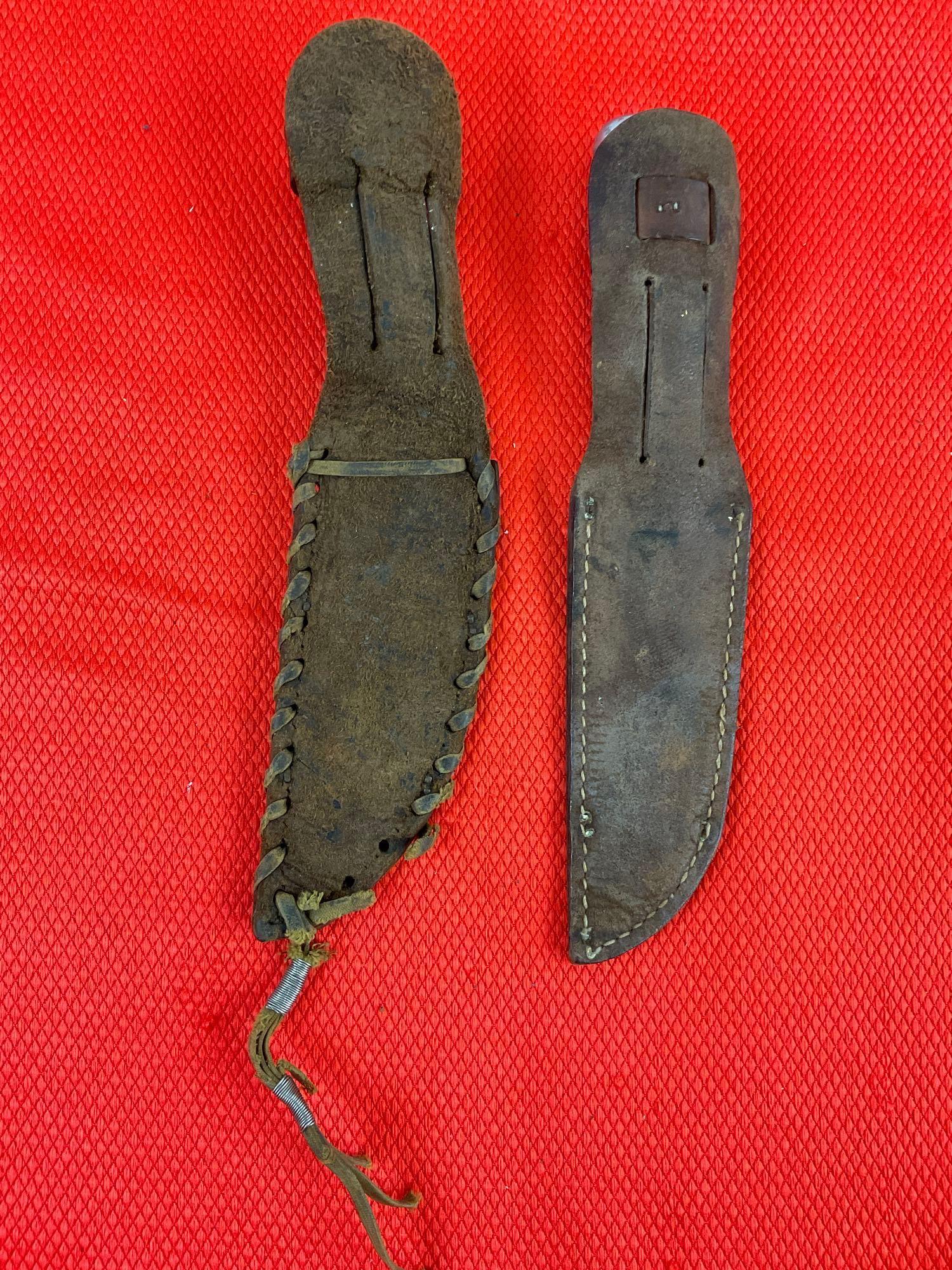 2 pcs Vintage Remington Collectible Steel Fixed Blade Hunting Knives Models The Dartsman & RH71. ...