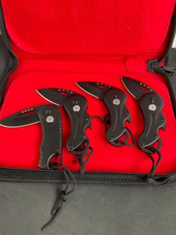 4x New in box Black Folding Buck Pocket Knives - Blade Measures 2" - See pics