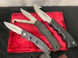 Trio of Remington Knives, Guthook Fixed Blade, Modern Folding Knife, and Double Knife w/ Bonesaw