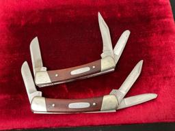 Pair of Vintage Buck 703 Colt Stockman Rosewood, Triple Blade Knives