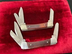 Pair of Vintage Buck 703 Colt Stockman Rosewood, Triple Blade Knives