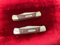 Pair of Vintage Buck 703 Colt Stockman Rosewood, Triple Blade Knives