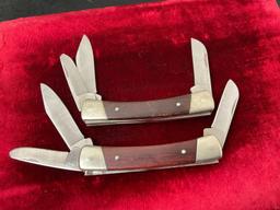 Pair of Vintage Buck 703 Colt Stockman Rosewood, Triple Blade Knives