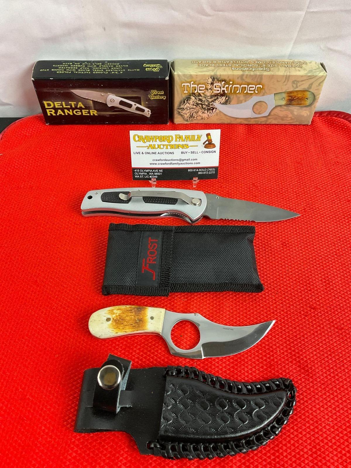 2 pcs Knife Assortment. Frost Cutlery Delta Ranger 15-208S & "The Skinner" GI-798BONE. See pics.