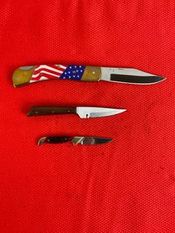 3 pcs Knife Assortment. Rough Rider 1366RR, Rite Edge 203296 & Unknown Maker 39284. NIB. See pics.