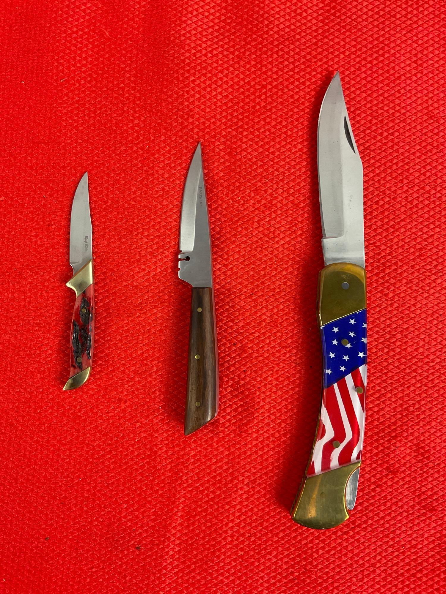 3 pcs Knife Assortment. Rough Rider 1366RR, Rite Edge 203296 & Unknown Maker 39284. NIB. See pics.