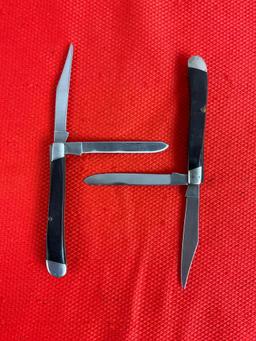 2 pcs Vintage Buck 3" Steel Folding 2-Blade Produce Fruit Pocket Knife 1 Model 311, 1 Unmarked. See