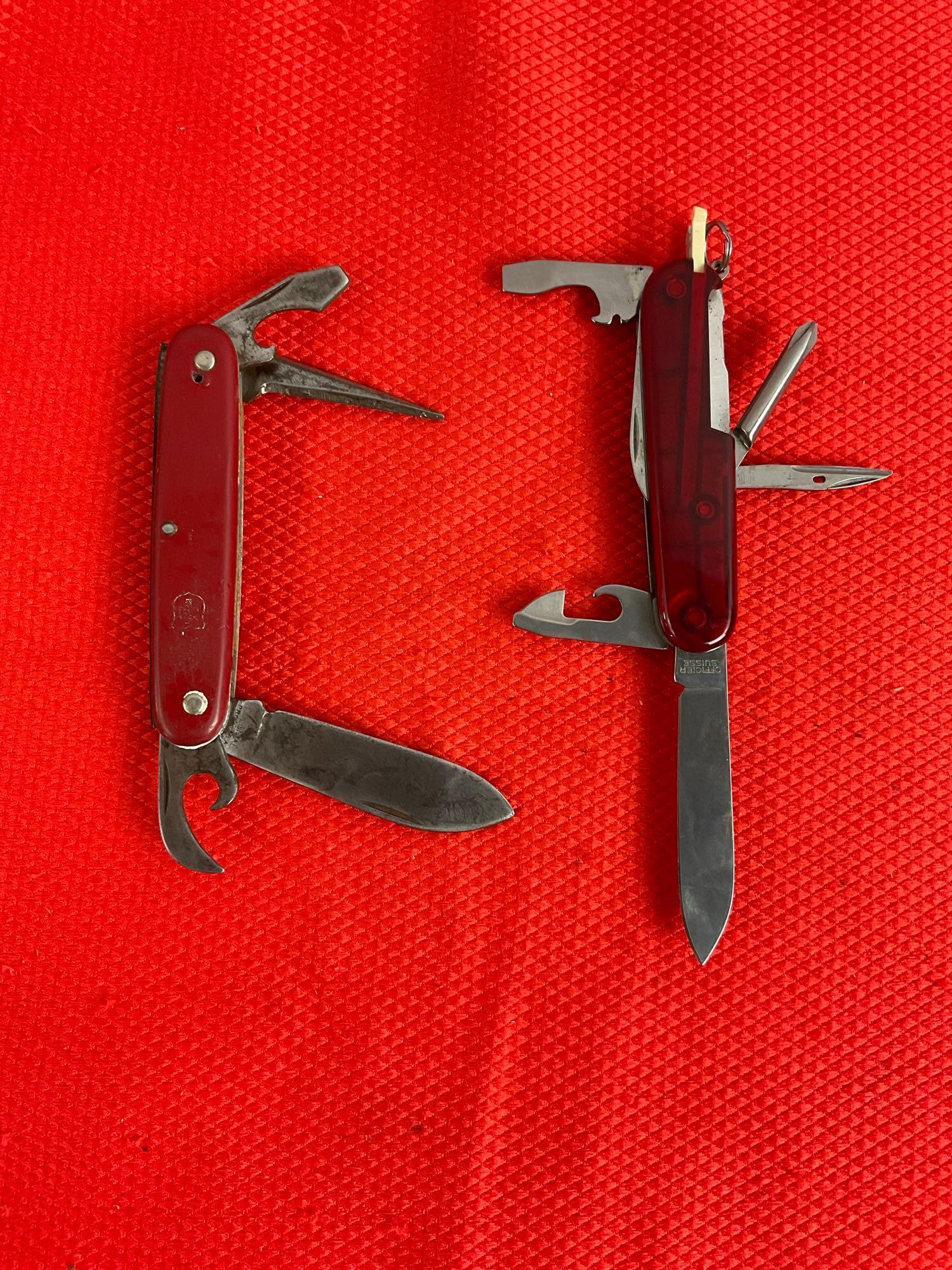 2 pcs Vintage Steel Folding Multi-Tool Swiss Army Pocket Knives. 1 Victorinox, 1 Colonial. See pi...