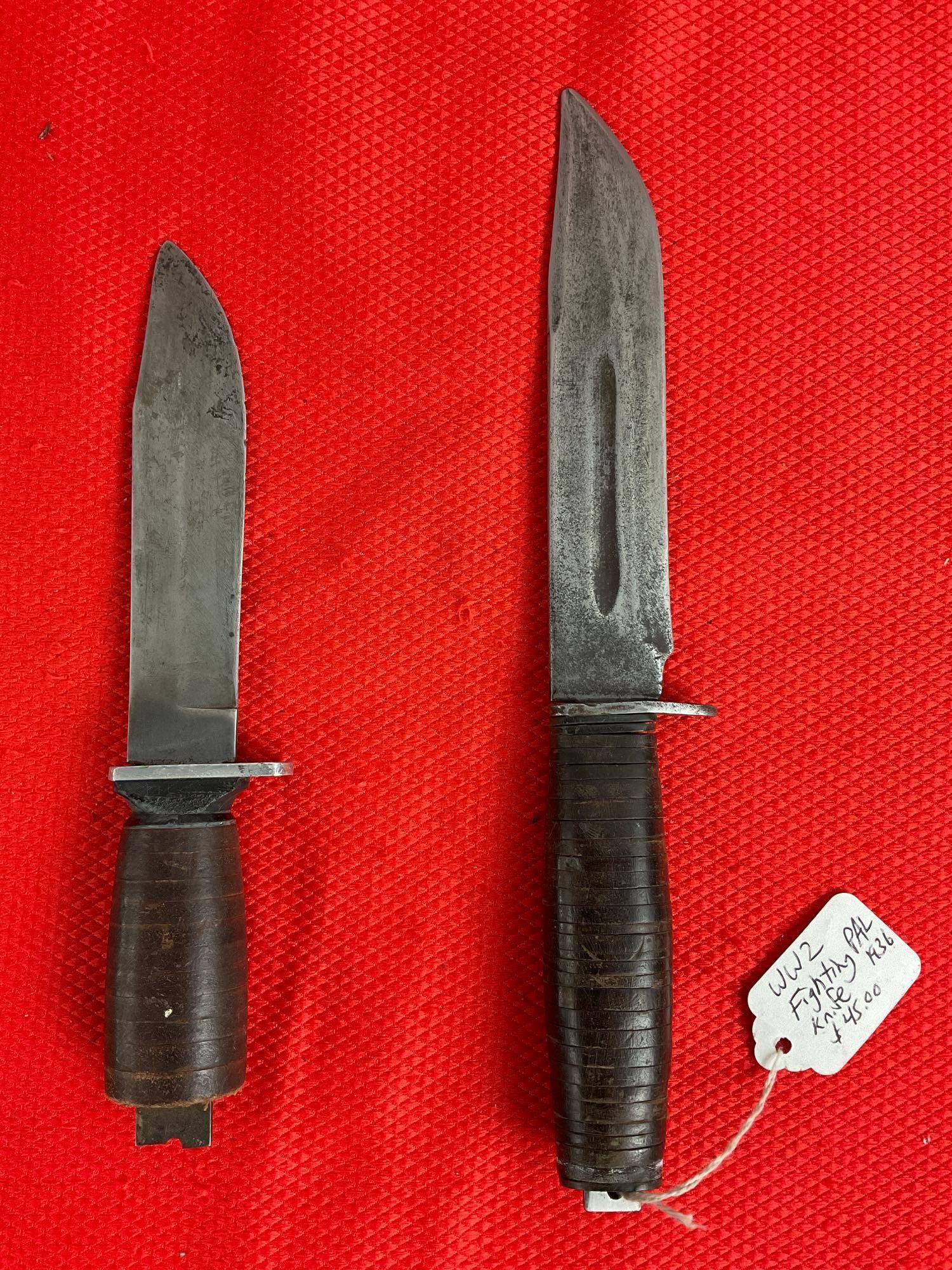 2 pcs Vintage Steel Fixed Blade Hunting Knives. Remington RH-36 & Schrade H-15. As Is. See pics.