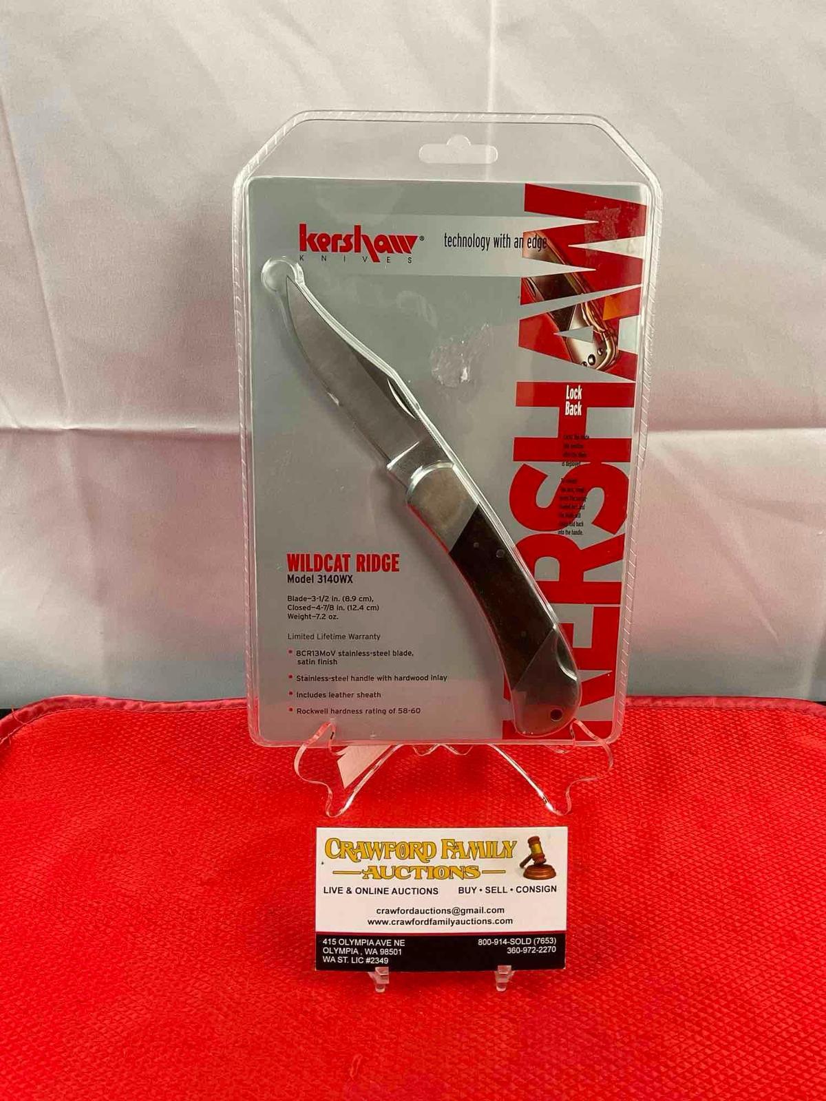 Kershaw 3.5" Wildcat Ridge Steel Folding Blade Lock Back Pocket Knife Model No. 3140WX. NIB. See