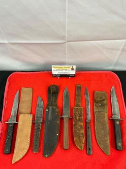 5 pcs Vintage Steel Fixed Blade Knives. Hibbard Spencer & Bartlett. Prov. Cutlery Co. See pics.